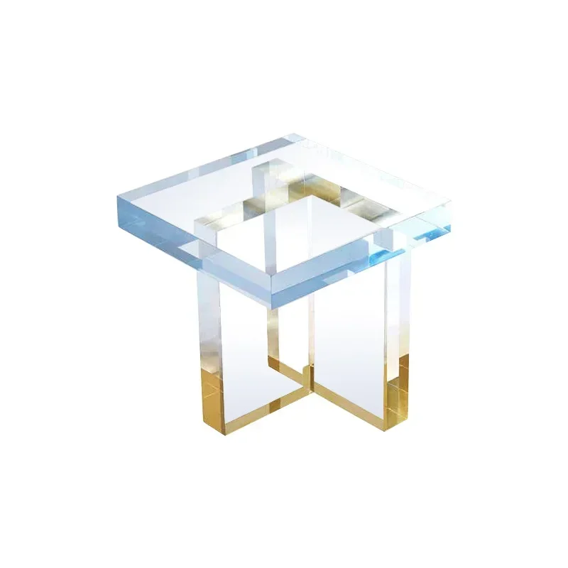 

Nordic blue gradual change small tea table luxury modern villa reception acrylic simple square gold edge several tables