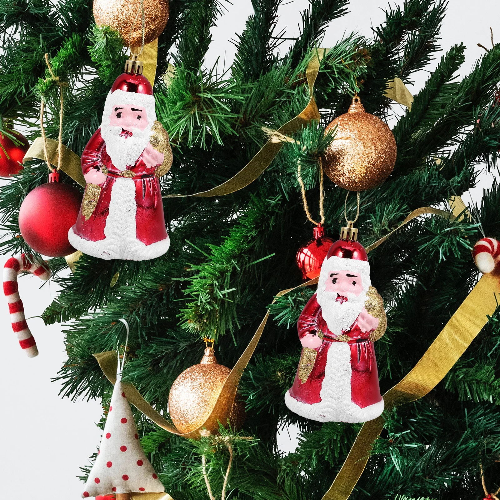 

2Pcs Christmas Tree Hanging Ornaments Santa Claus Plastic Xmas Party Decorations Festive Holiday Decor Christmas Decorations