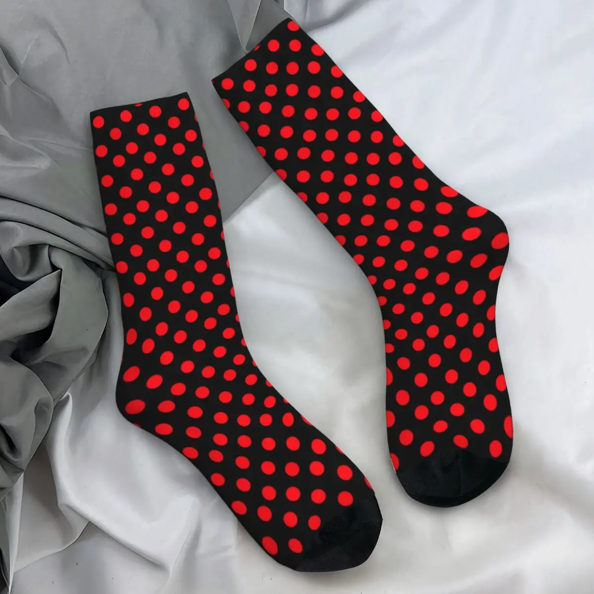 Red Polka Dot Stockings Vintage Spots Print Modern Socks Spring Anti Sweat Socks Women Men Running Sports Breathable Socks