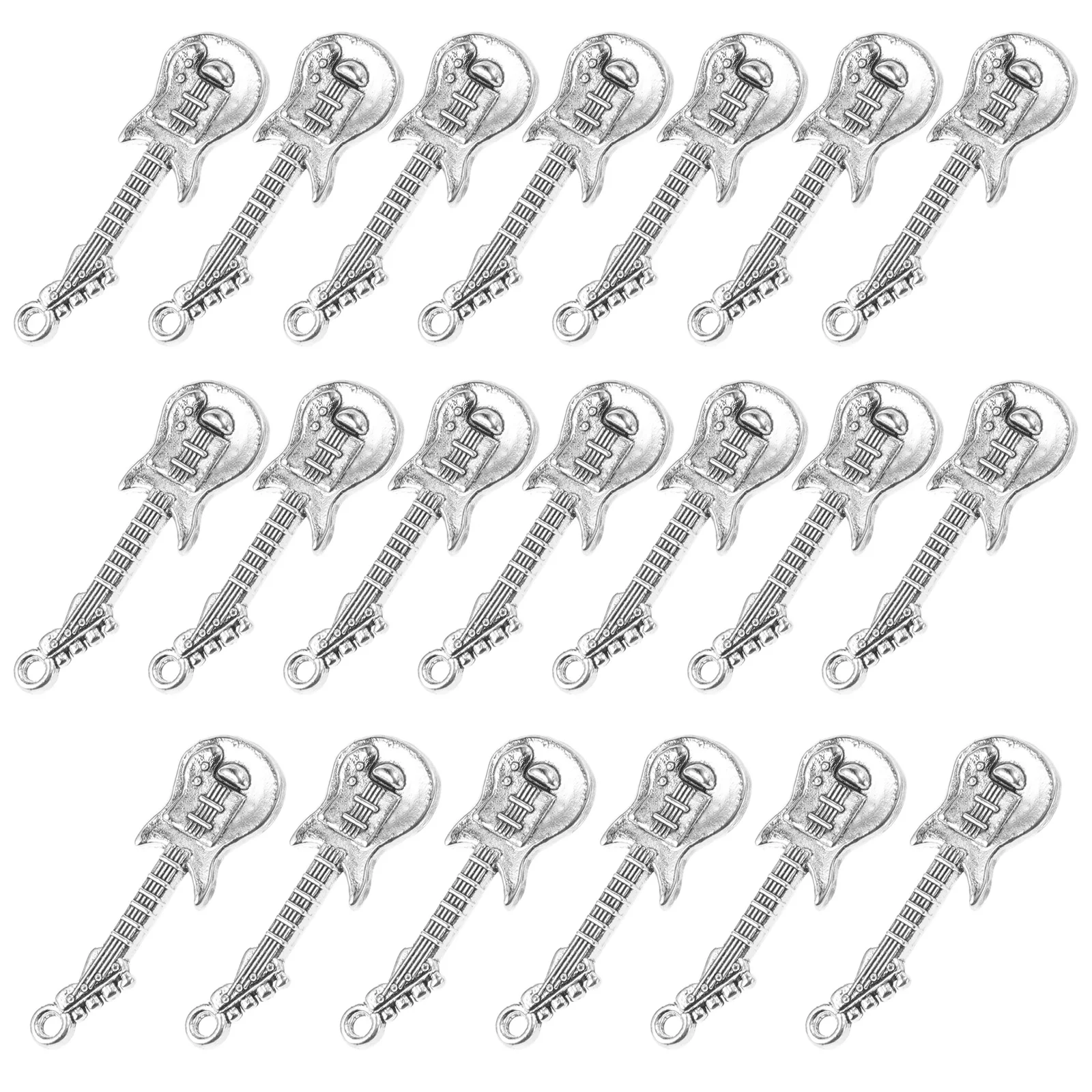 

20pcs Guitar Necklace Pendant Vintage Musical Note Alloy Diy Jewelry Making Pendants Cool Accessories Bracelets