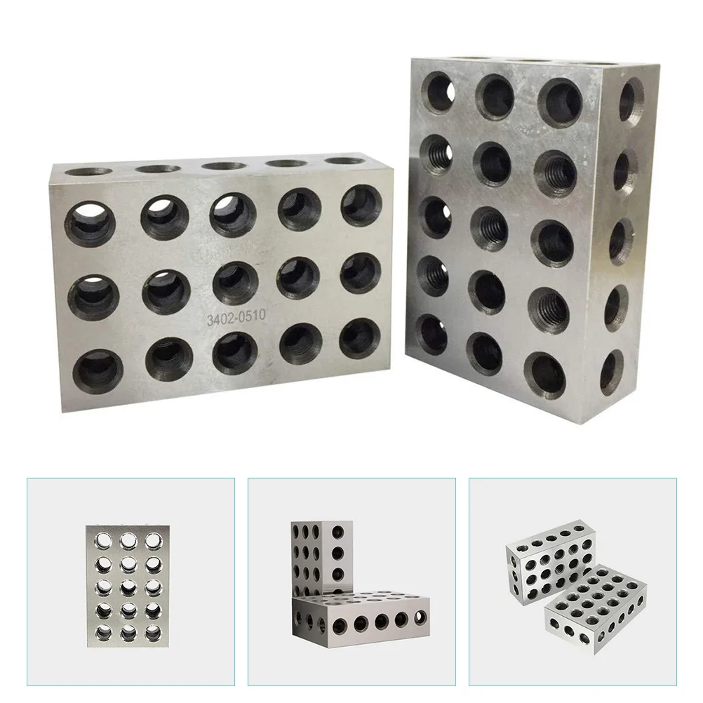 2 Pcs Parallel Spacer Blocks 3x2x1 Inch 5 Threaded Holes Machinist Tools Vise Pad Calibrate Equipment Accurate