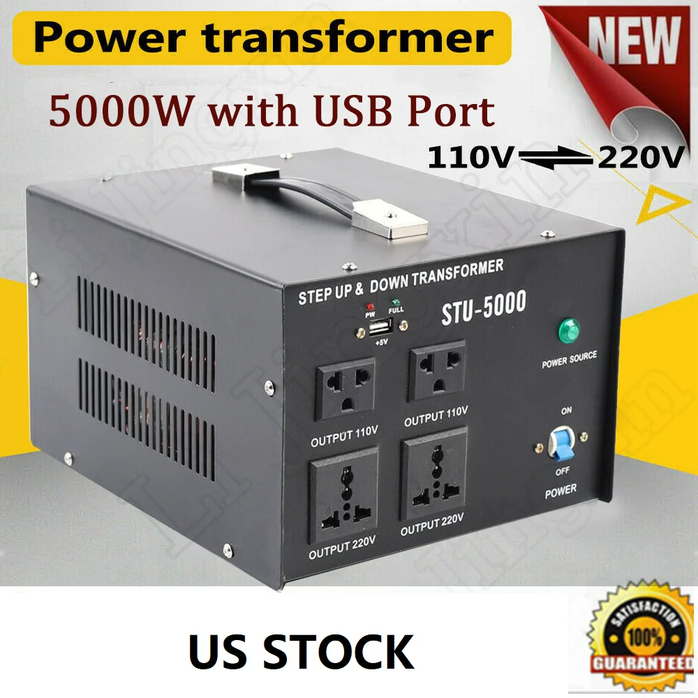 Power Step Up Down Transformer, Electric USB Voltage Converter, 5000 W, 110 V, 220V, USA