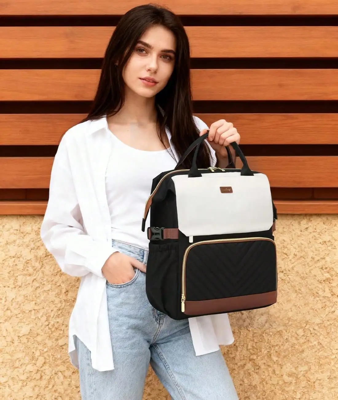 Bookbag For Women Laptop Backpack, Teacher Nurse Work Computer Bags Cup Holder&USB Charger For Travel, School College Back Pack For Girls, 15" Fashionable Waterproof Lightweight Backpack Suitable For Business With Laptop Compartment Daily Schoolbag view 6