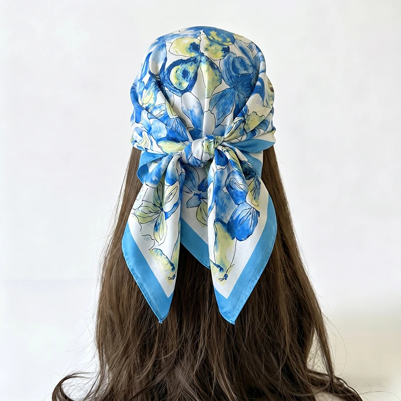 

Women's Scarf Neckerchief Hijab Female Turban Square Luxury Headscarf Shawl Bandana Headband Windproof Handkerchief Wraps
