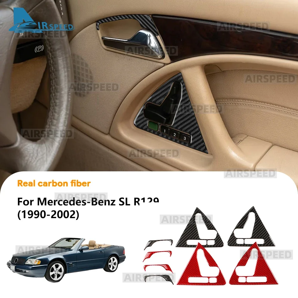 For Mercedes Benz SL R129 1990-1994 1995 1996 1997 1998 1999 2000 2001 2002 Real Soft Carbon Fiber Sticker Door Handle Buttons