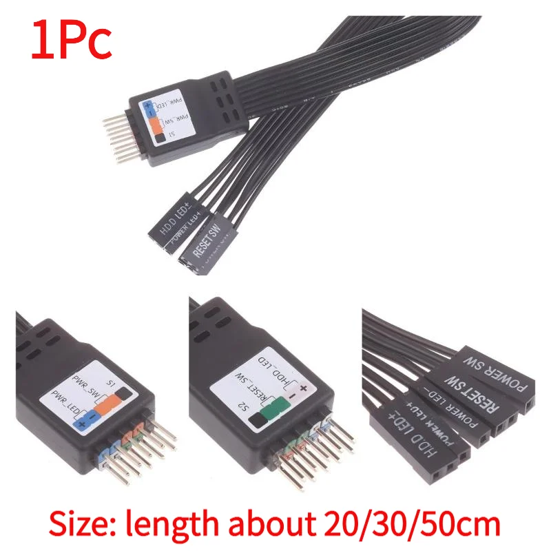 1Pc 20cm 30cm 50cm 9Pin Header Computer Motherboard Front Extension Cable For PC Motherboard Power Switch Restart Hard Drive