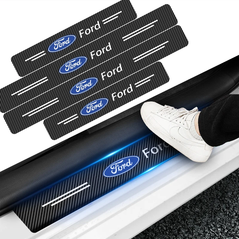 Carbon Fiber Car Sticker Threshold Protection Sticker Car Accessories For Ford Fiesta EcoSport ESCORT Ranger Mondeo FOCUS 2 3 4