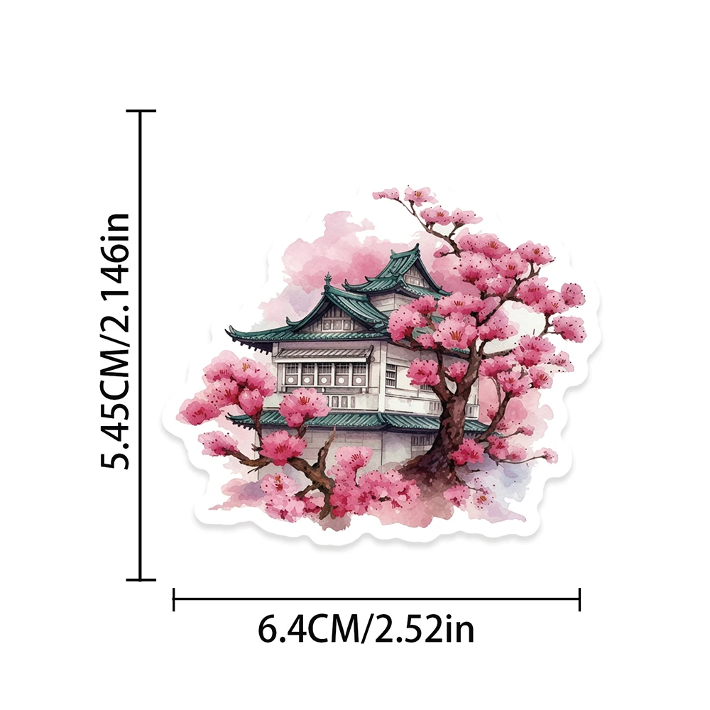 Picture 6: 10/30/50pcs Pink Cherry Blossom Japanese Culture Stickers Aesthetic Sakura Cartoon Decals DIY Suitcase Phone Laptop Sticker Gift