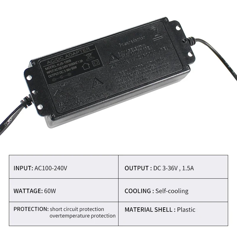 Verstelbare Adapter Ac Dc Voeding 3V-36V-2a Converter 220V Naar 3V 12V 24V 36V 2a 72W Bron Verschillende Spanning Scherm