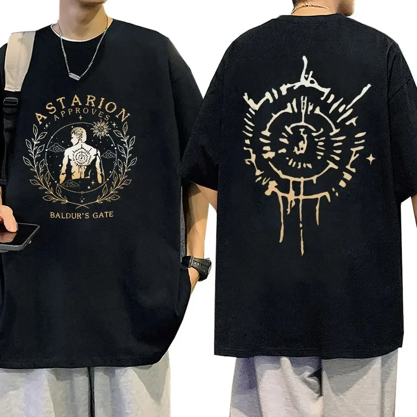 Limited Astarion Baldur's Gate Graphic T-Shirt Men's Vintage Harajuku Fashion T Shirt Tops Unisex 100% Cotton Oversized T-shirts