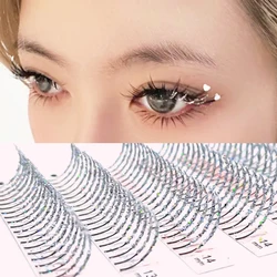 Colorful Glitter False Eyelashes Diamond Individual Lashes Glitter Powder Decorative Sequin Thick Dramatic Reusable Fake Eyelash