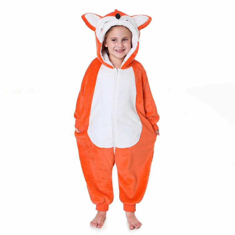 Blotona Kids Halloween Costume Long Sleeve Zip Up Hooded Jumpsuit with Tail Party Cosplay Outfit Winter Pajamas Loungewear