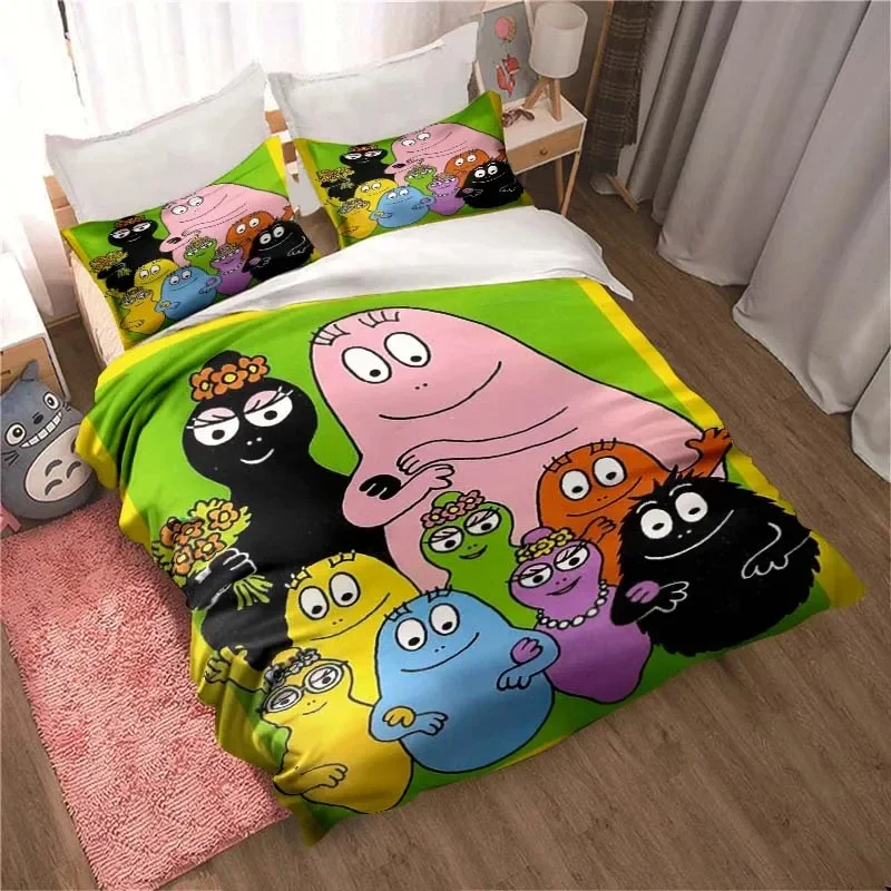 Les Barbapapa Family Cartoon 3 Piece Bedding Set Twin Duvet Cover Set All Season Quilt Cover  Bedding Set Twin Single Boys