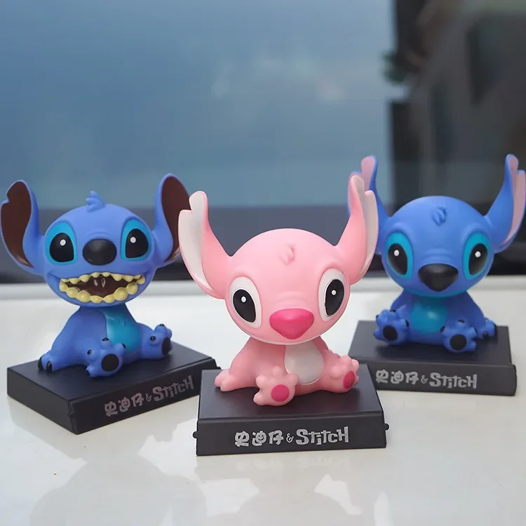 Neue Lilo & Stitch Anime Figuren Auto Schütteln Kopf Puppe Auto Innen Kawaii Tabletop Ornament Wackelkopf Kind Geschenke Kinder Spielzeug