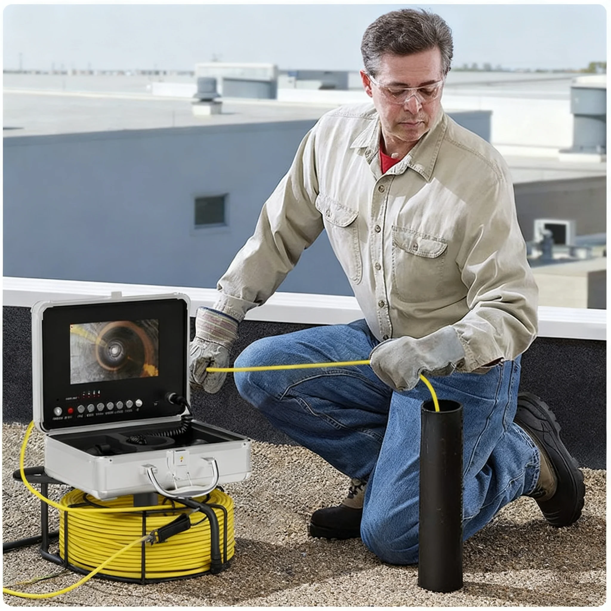 HD Rioolbuisinspectiecamera, Waterdichte IP68, AHD 1080P, 12 STUKS Hoge Intensiteit LED, 5X Beeldzoom, Video Audio-opname