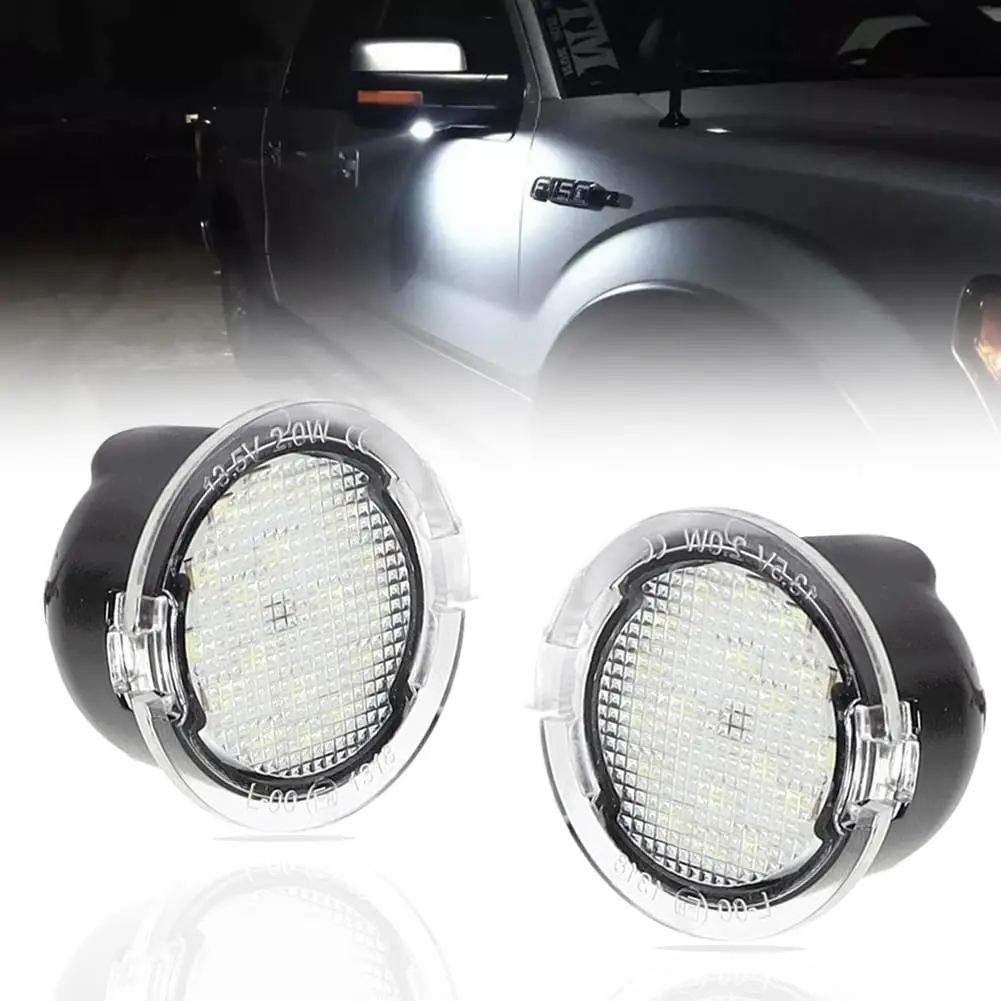 

Car Rear View Mirror Puddle Light 6000K White LED Lamp for Ford F150 Explorer Edge Expedition Flex Fusion Taurus X