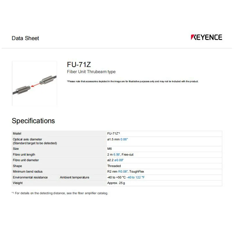 FU-71Z KEYENCE Through-beam fiber optic sensor with sleeve type,welcome to consult