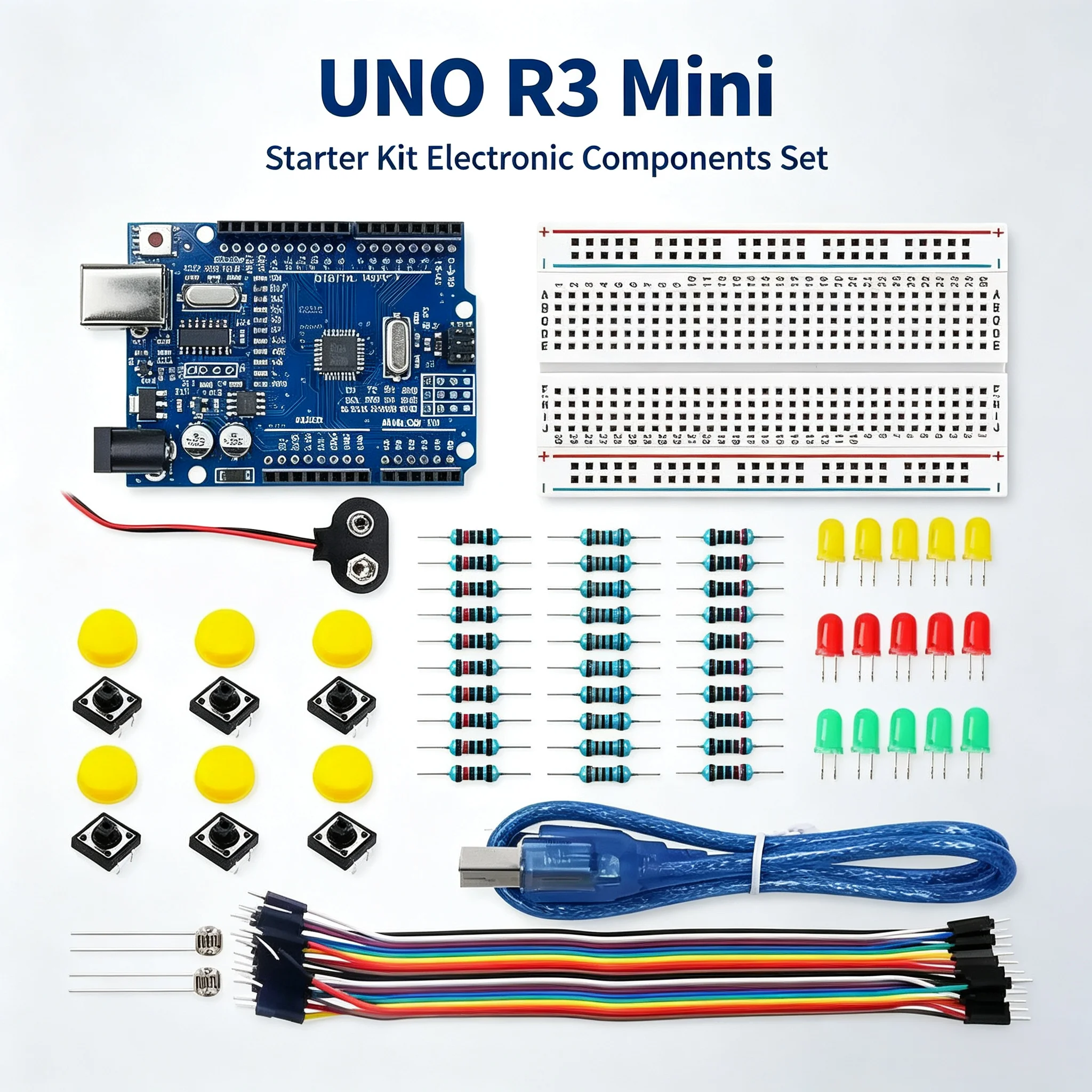 UNO R3 Mini Starter Kit 13 In 1 Electronic Components Set With Mini Breadboard LED Jumper Wires DIY Programming Learning Kit