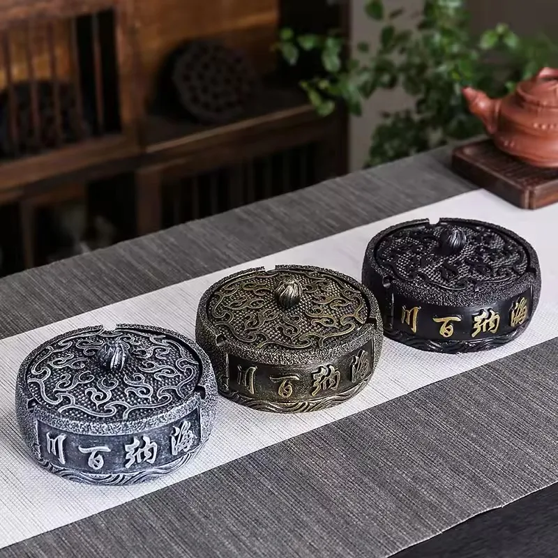 

1PCS Ashtray with Lid for Cigarettes Windproof Outdoor Cigar Ashtray Desktop Smoking Ash Holder Accessories