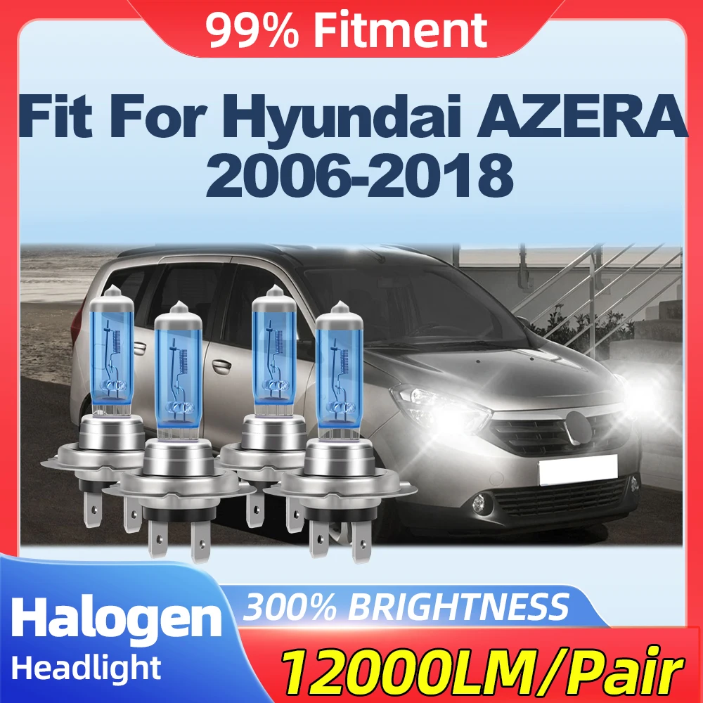 Fit For Hyundai AZERA 2006-2014 2015 2016 2017 2018 24000LM Halogen Lights 200W Car Headlamp Bulbs 6000K 12V Xenon Lamps