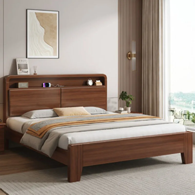 Wooden Design Bed Frame Beauty Japanese Queen Double Girls Full Loft Bed Safe Space Saving Letto Matrimoniale Home Furniture