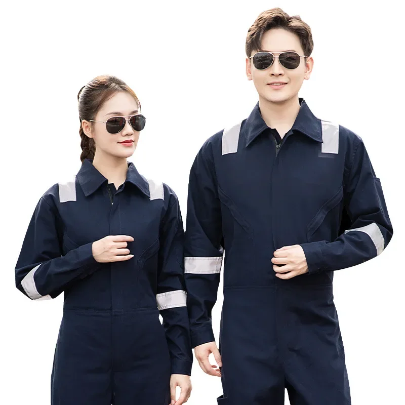 Cotton One-Piece Overalls Suit  Reflective Wear-Resistant And Dirt-Resistant Factory Welder Machine Repair Labor Protection Suit