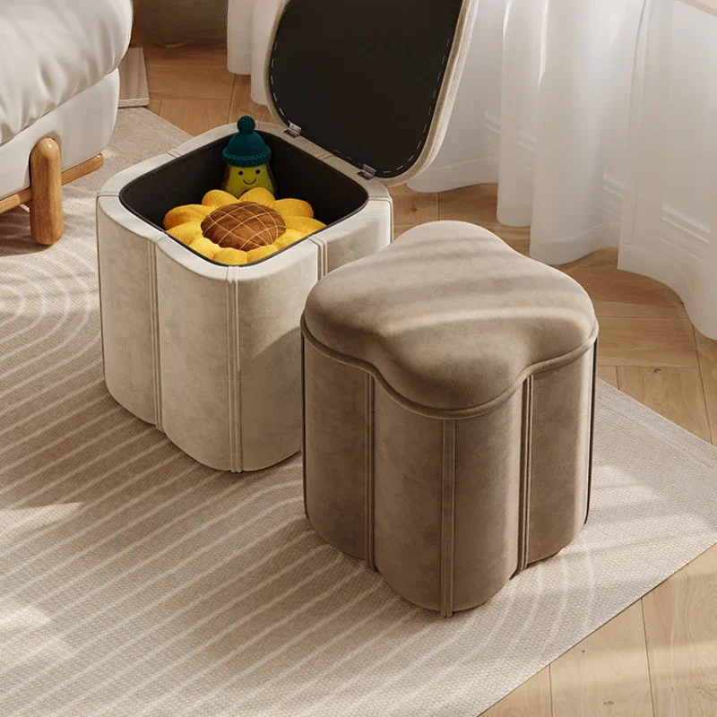 Taburete de tocador ligero de lujo, silla de tocador portátil, almacenamiento Simple y moderno para el hogar, fácil de limpiar