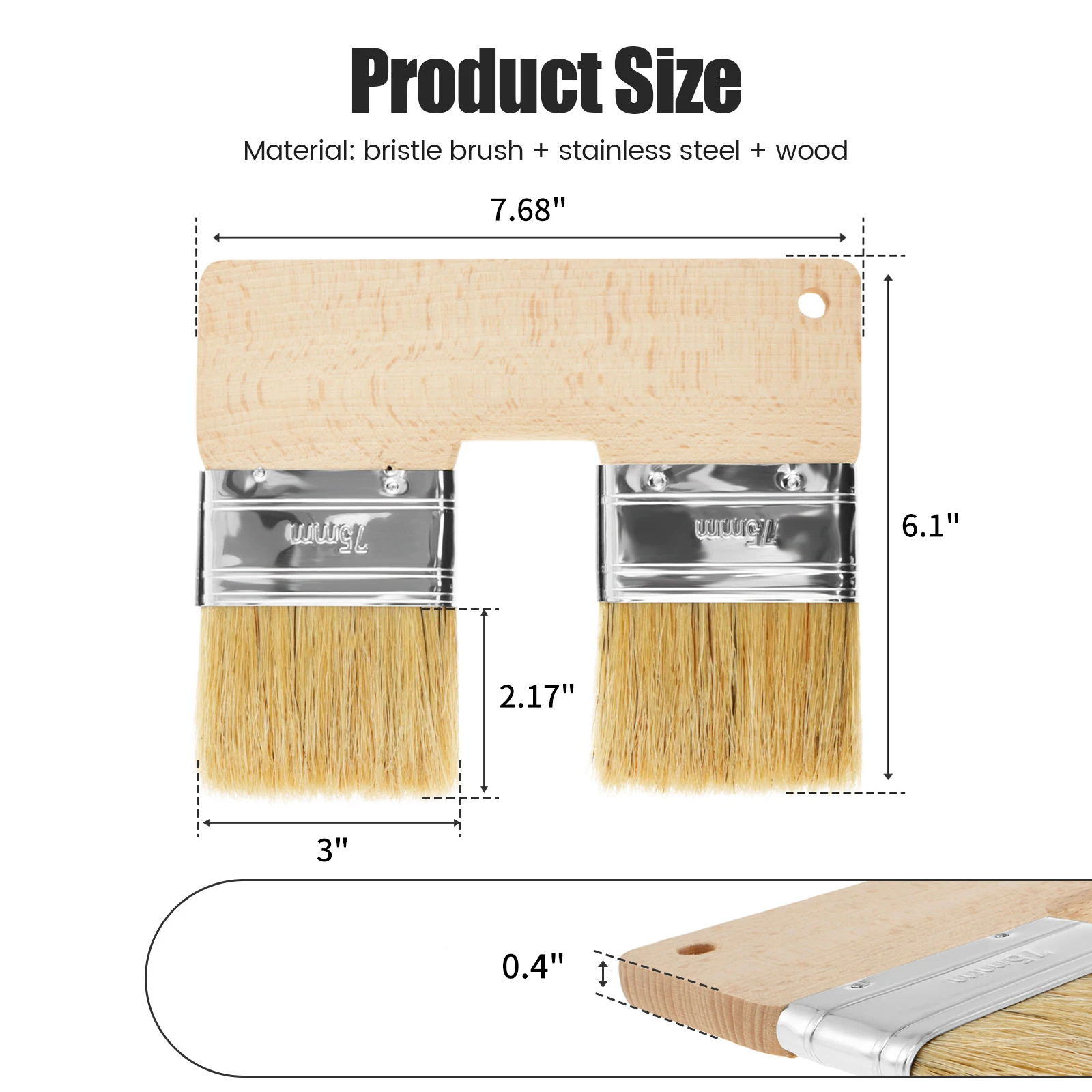 فرشاة طلاء مزدوجة على شكل حرف U فرشاة مزدوجة اللون يمكنك صنعها بنفسك لوازم الحرف اليدوية فرشاة مسطحة مقبض خشبي لأغراء الطلاء والبقع وزيت الألوان المائية