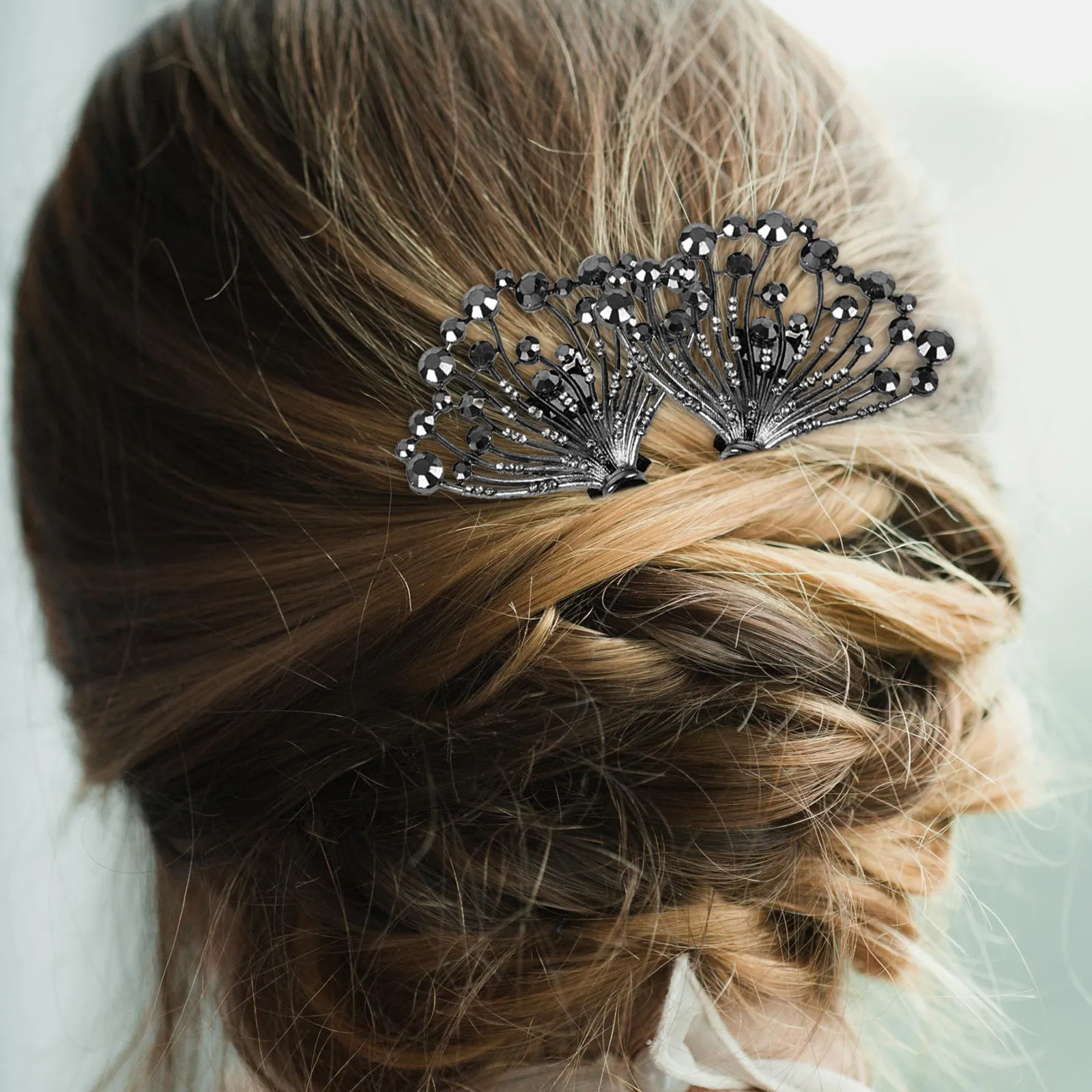 2Pcs Hair Bun Maker with Rhinestones Pearls for Easy Elegant Updos Versatile Twist Styling Wedding
