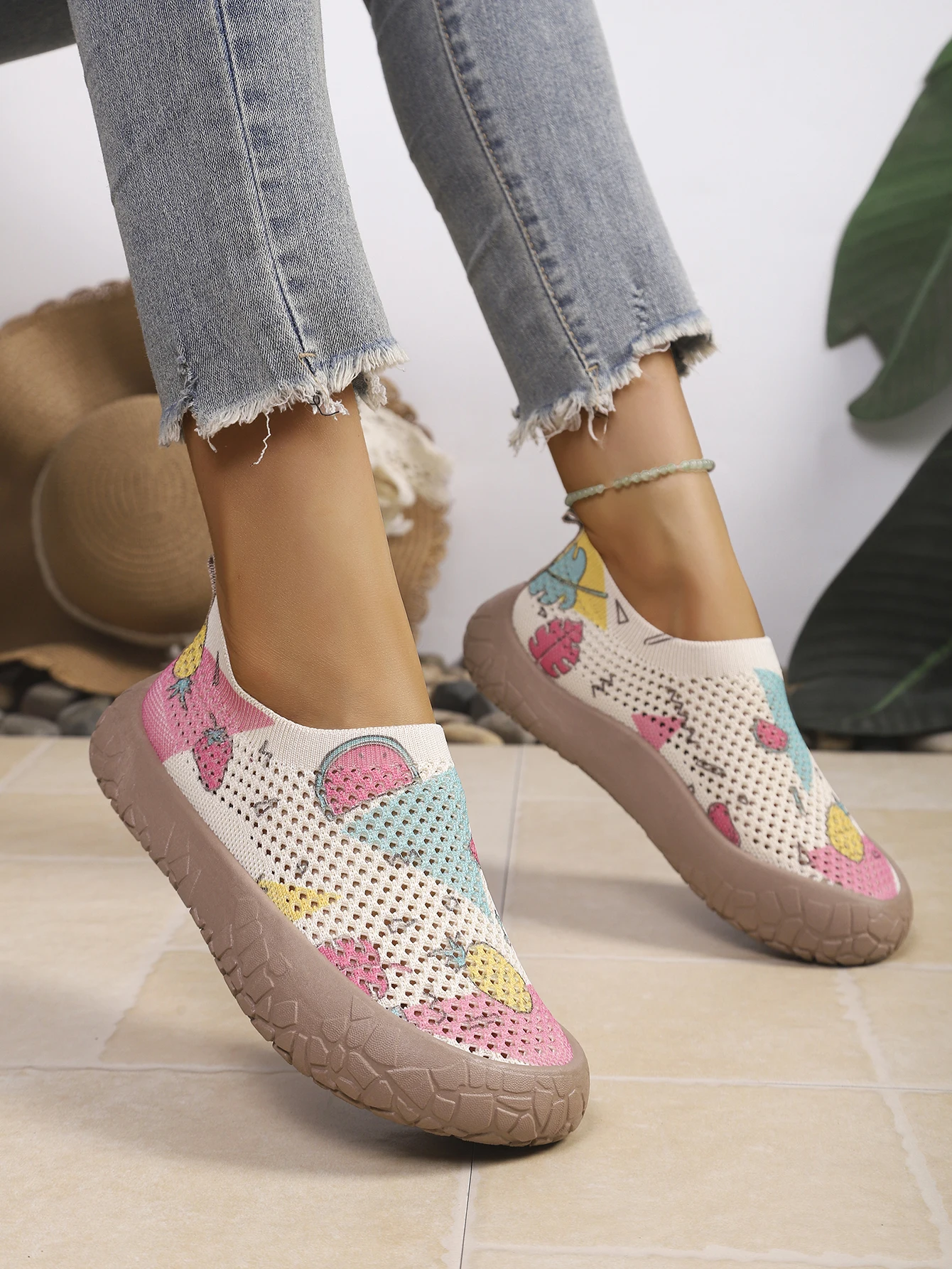 2026 Frühling Herbst Damen Slip-On Sneaker mit Sonnenblumenmuster, Leichte Atmungsaktive Rutschfeste Mesh-Herbst-Wanderschuhe, Park-Light-Wanderschuhe – Detail 3
