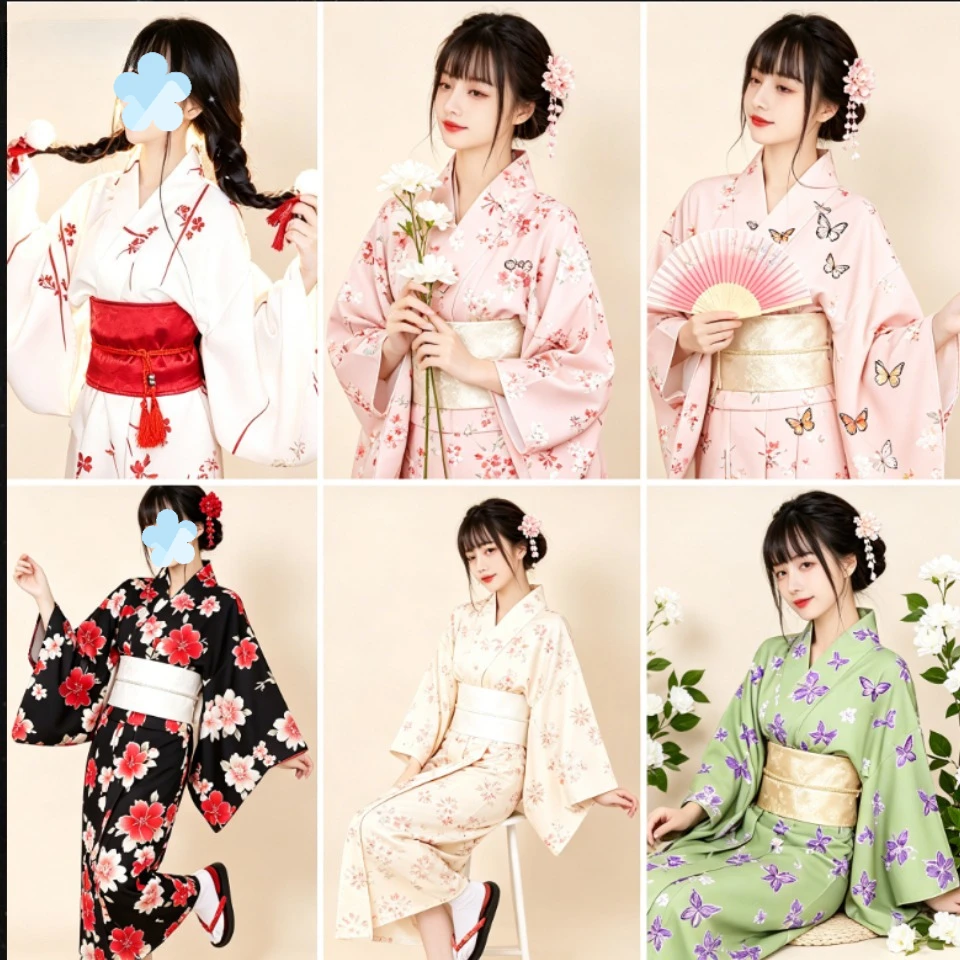 New Improved Traditional Japanese Kimono Yukata,Elegant Formal Outfit For Studio Portrait Photography And Themed Wear