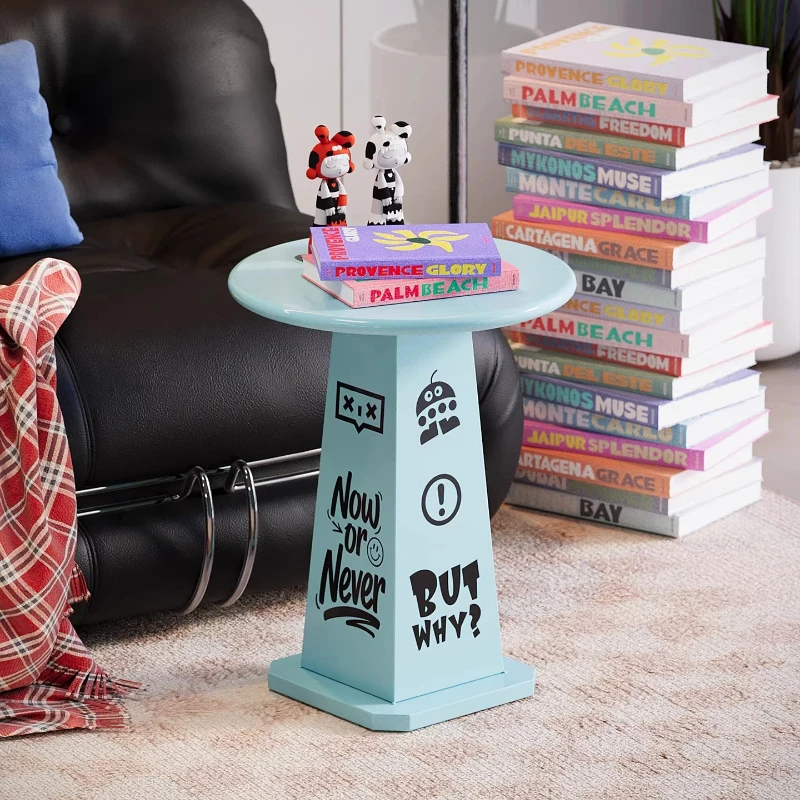 Furniture Living Room Sofa Side Table Dopamine Affordable Luxury Small Round Table Bedroom Industrial Style Nightstand - view 5