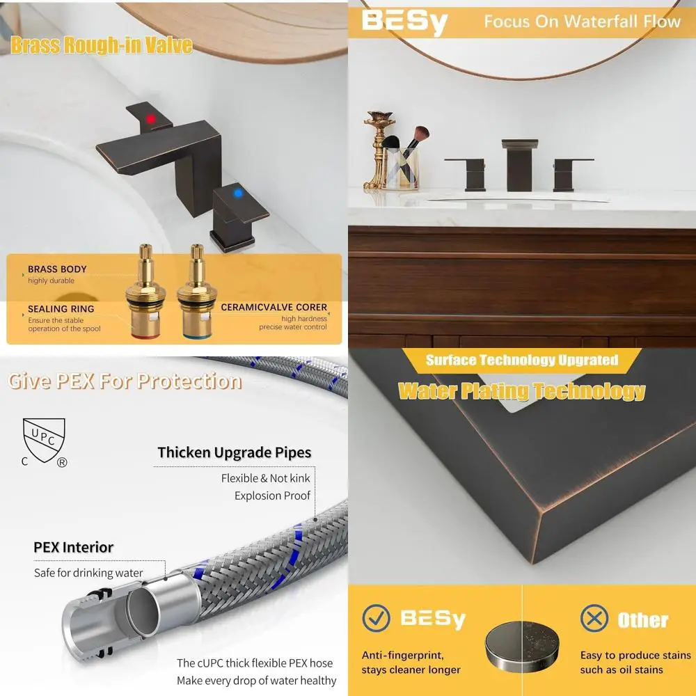 

8 Widespread Oil Rubbed Bronze 3-Hole Bathroom Sink Faucet with 2 Handles and Pop-Up Drain