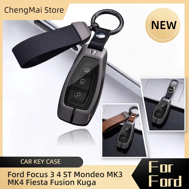 

For Ford Focus 3 4 ST Fiesta Fusion Kuga Ecosport Mondeo MK3 MK4 Protect Accessories Metal Car Remote Key Case Cover Shell Fob