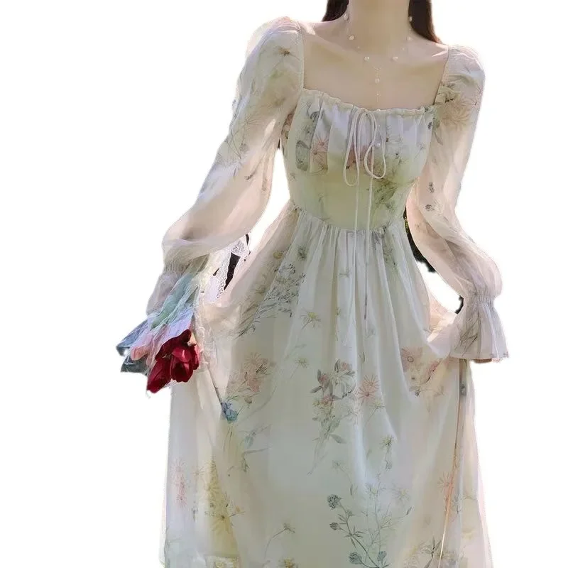 Robe de soirée princesse élégante pour femmes, taille haute, ligne a, à lacets, Vintage français, Robe de bal, coréenne, douce, printemps été