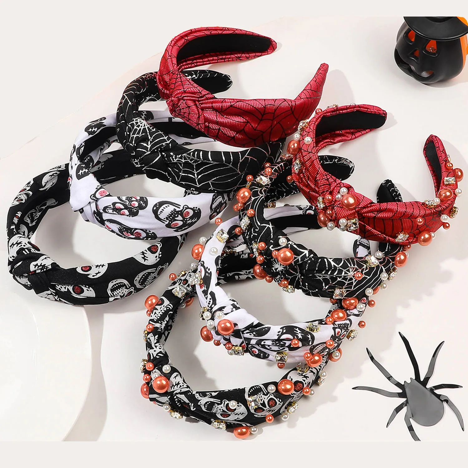 

Halloween Headbands for Women Girls Ghost Skeleton Pumpkin Spider Web Black Star Moon Hairbands