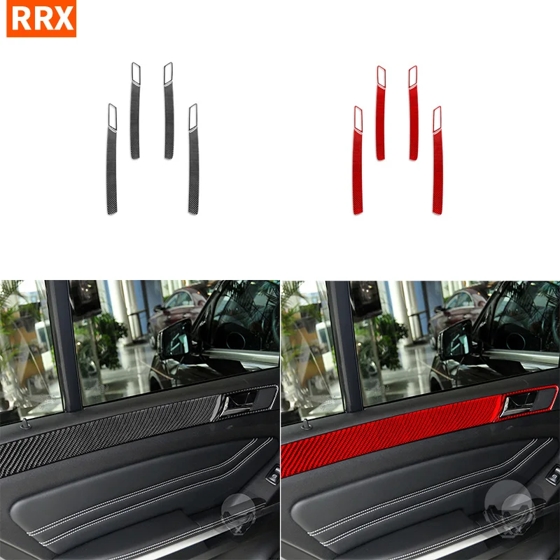 For M Class W164 2005-2011 Car Interior Doors Handle Panel Frame Real Carbon Fiber Sticker Trim Strips Cover Accessories