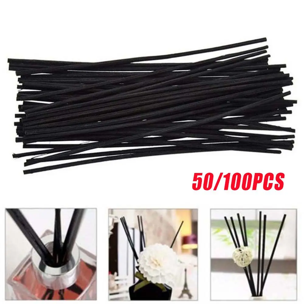 Black Rattan Reed Diffuser Sticks Replacement Fiber Essential Oil 20cm 3mm