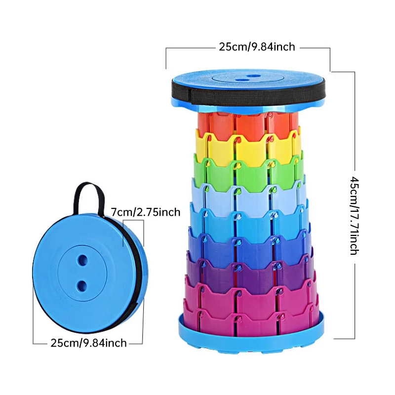 Portable Outdoor Folding Retractable Stool Lightweight Heavy Duty Collapsible Camping Stool for Fishing Hiking Barbecue Picnic