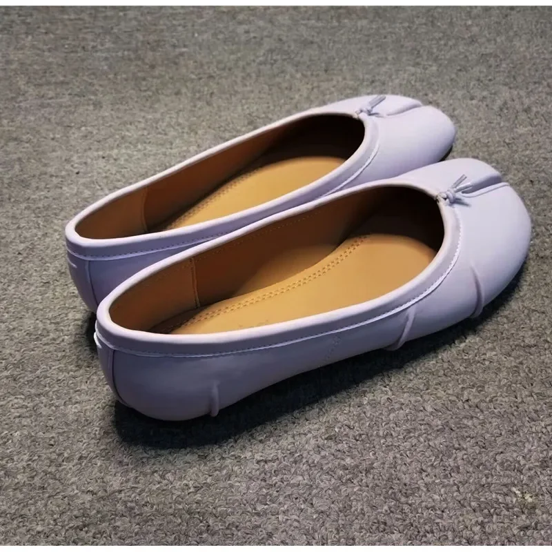 Split-Toe Damen Ballerinas Modische Tabi-Schuhe Lässige Slip-on Loafers Damen Plissierte Leder-Espadrilles Zapatillas Mujer – Detail 27