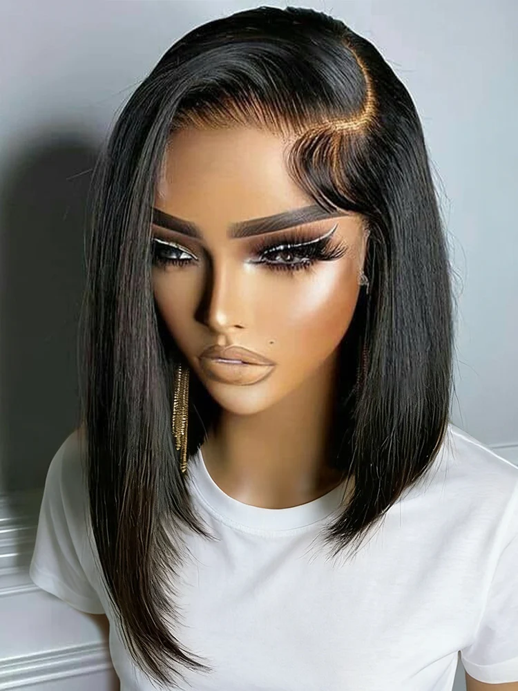 

Short Bone Straight Bob Wigs Human Hair 100% Pre Cut Lace 7x5 13x4 Glueless Wig Ready To Wear And Go For Women 4x4 Closures Wig