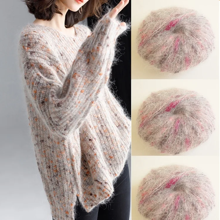 

Knitting Mohair Crochet Yarn, Soft Wool, DIY Hand-Woven Thread, Hats, Sweaters, Scarf, Puffy Plush Lana, Colorful, 50g