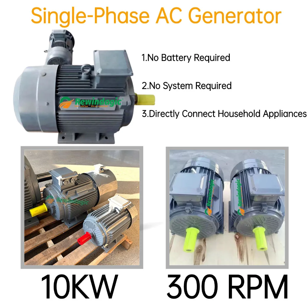 20000W Permanent Magnet Generator 110V 220V 230V 380V 300RPM 500RPM Single phase AC Output No Battery Required No System Neede