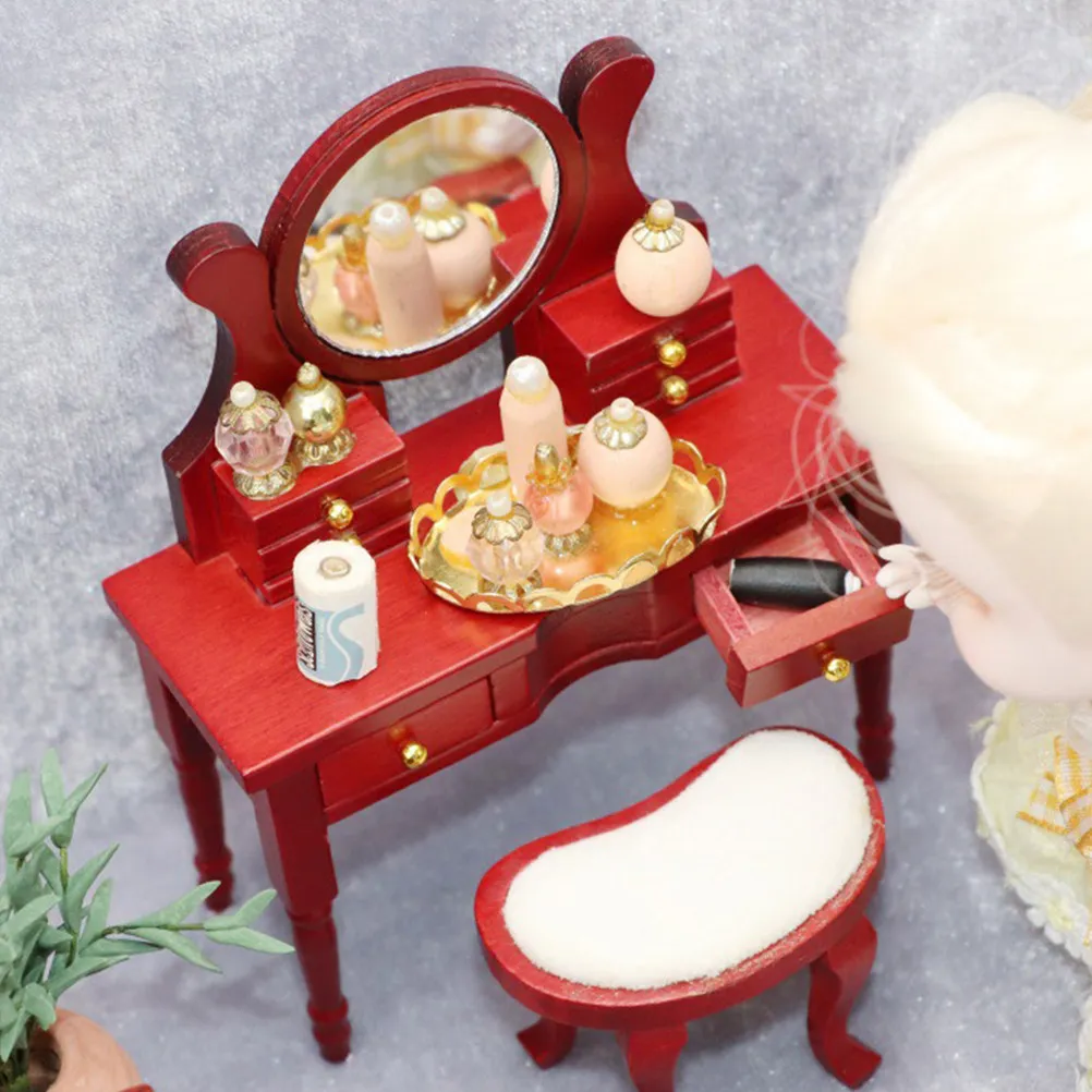 

1Pcs 1:12 Miniature Wooden Dressing Table Color Compact Lightweight Dollhouse Furniture DIY Home Decoration