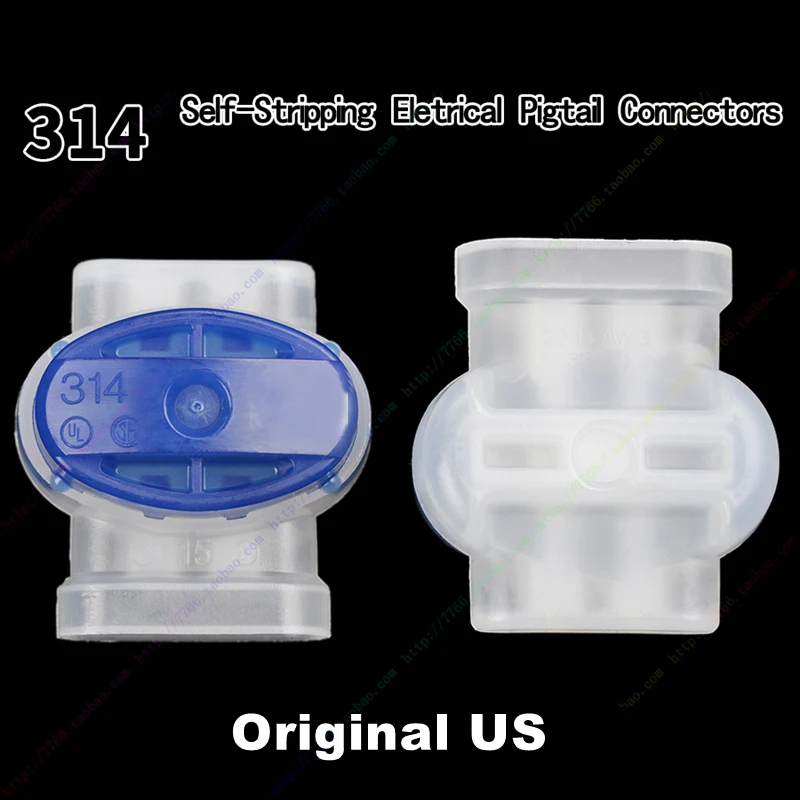 100% Genuine 10/100PCS US 314 Standard Self-Stripping Moisture Resistant Electrical Pigtail Connectors for 22-24AWG Wires