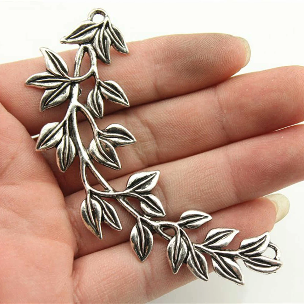 2pcs 87x38mm Pendant Branch Branch Leaf Charm Pendants For Jewelry Making Antique Silver Plated Big Branch Charm