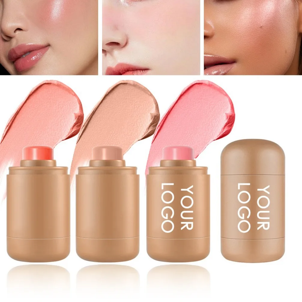 Private Label Vegan Makeup Wholesale Custom Logo Heart Shaped Blush Stick Natural Creamy Cheek Contour Pure Blusher
