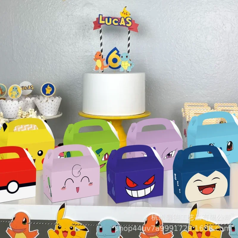 8/16/24pcs Pokemon bomboniere decorazioni per feste di compleanno sacchetti regalo di carta Pikachu manico scatola di caramelle regalo scatola di carta portatile per bambini