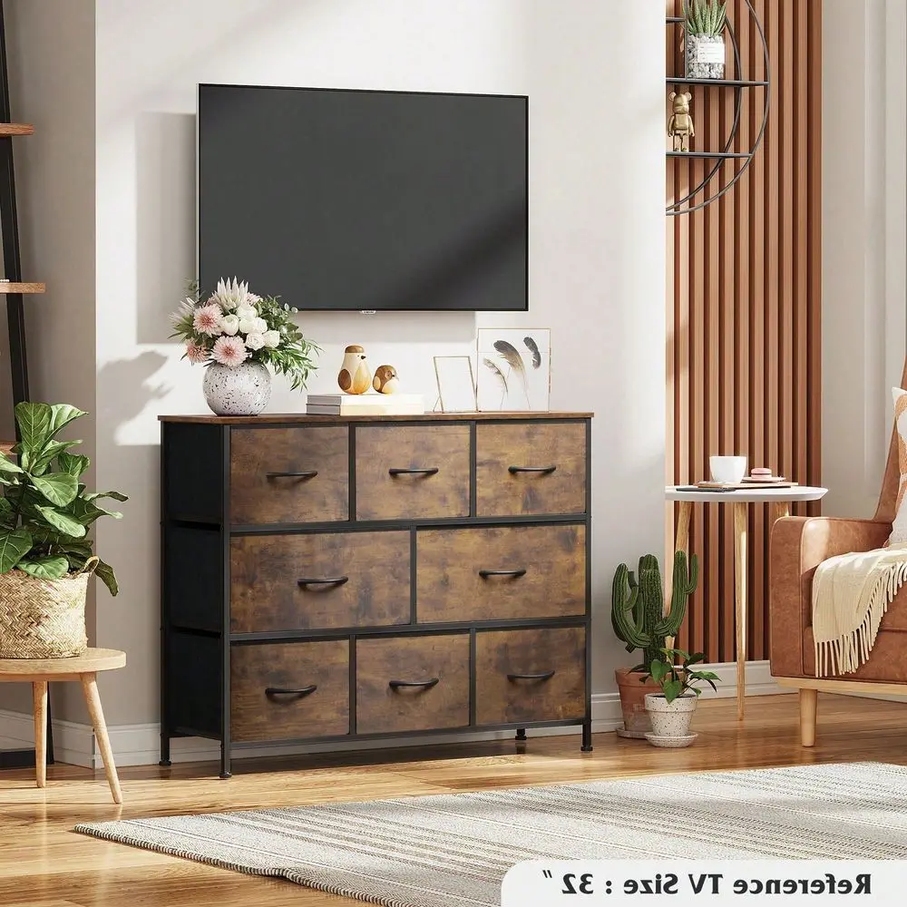 

Drawer Dresser For Bedroom, Fabric Storage Unit, Large Drawer Chest For Entryway Living Room, Rustic Brown