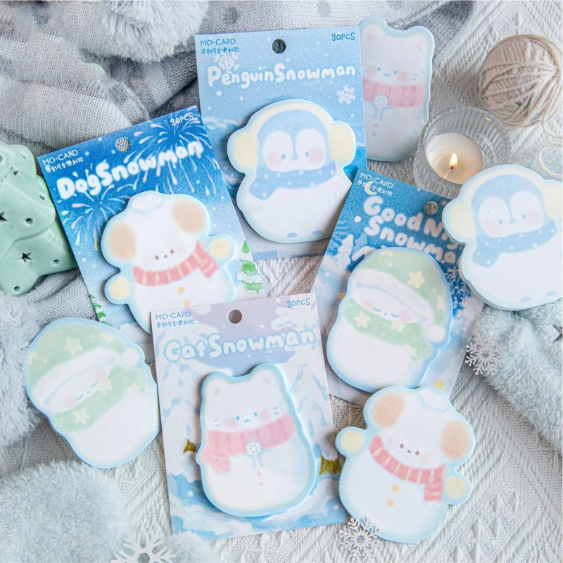 24pcs/lot Kawaii Penguin Cat Dog Snowman Memo Pad Cute N Times Stationery Label Notepad Bookmark Post School Supplies